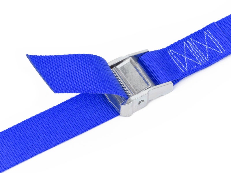 PowerTye Heavy-Duty Lashing Straps - 1.5in x 4ft Cam Buckle Continuous Loop Strap (no Hooks)  Made in USA for Motorcycle  ATV  Cargo  Coolers and RV Battery - 300 lb Working Load Limit  Blue (2-Pack) - Image 2